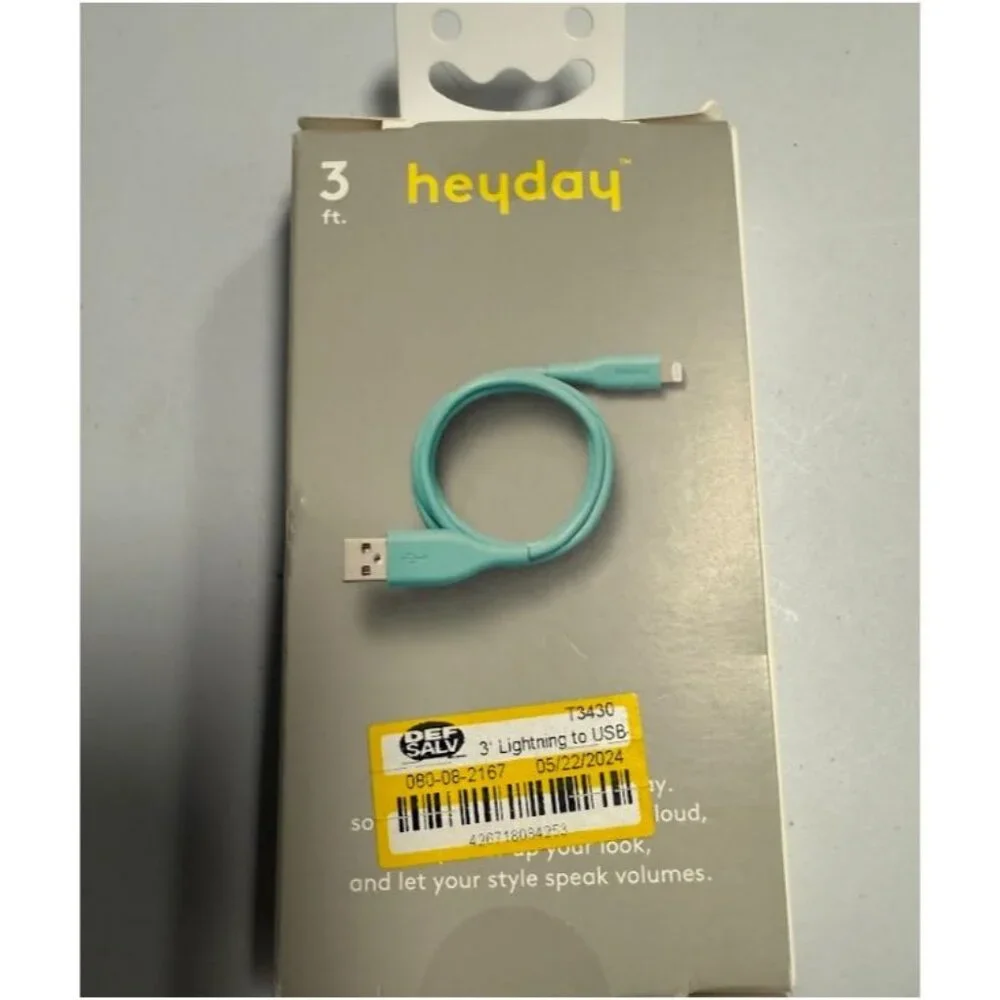 Heyday 3' Lightning to USB-a Round Cable Spring Teal